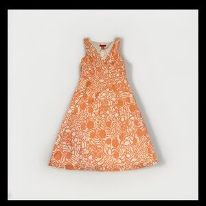 Anne Klein Orange and White Sleeveless V-Neck Sundress 053